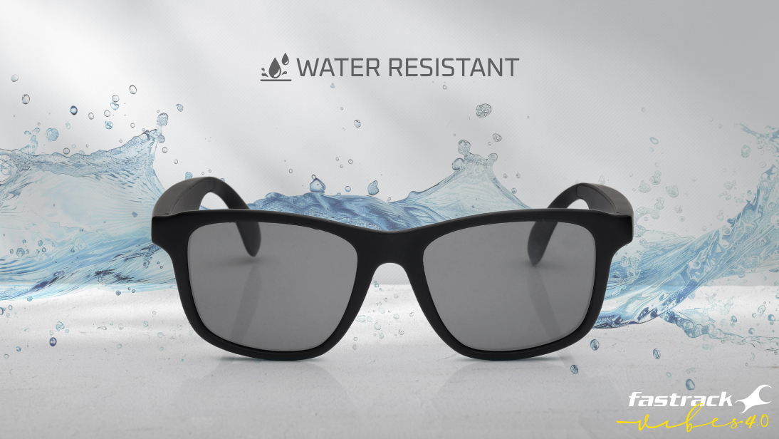 Image 6 of Grey Square Polarized Smart Audio Sunglasses for Men and Women from Fastrack Available at Titan Eye+