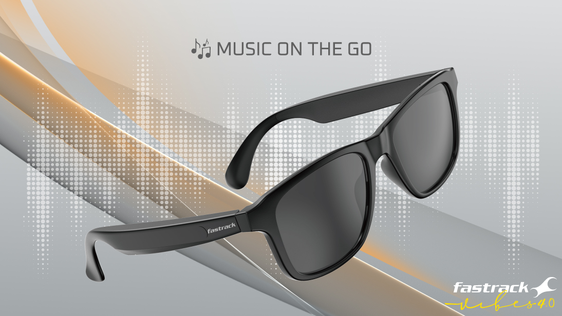 Image 2 of Grey Square Polarized Smart Audio Sunglasses for Men and Women from Fastrack Available at Titan Eye+