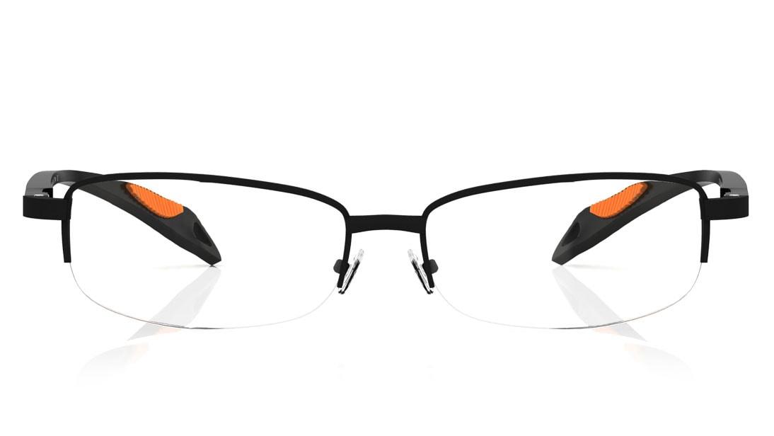 Image 1 of Black Rectangle Semi-Rimmed Eyeglasses (Y1052B1A1|50) from Titan Available at Titan Eye+