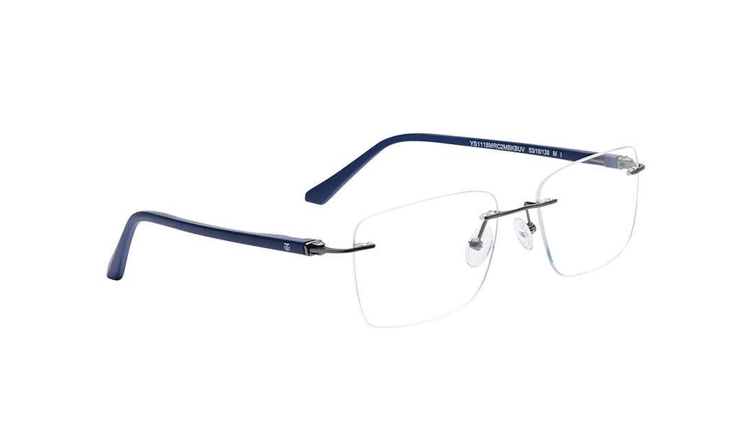 Grey Rectangle Rimless Eyeglasses for Men