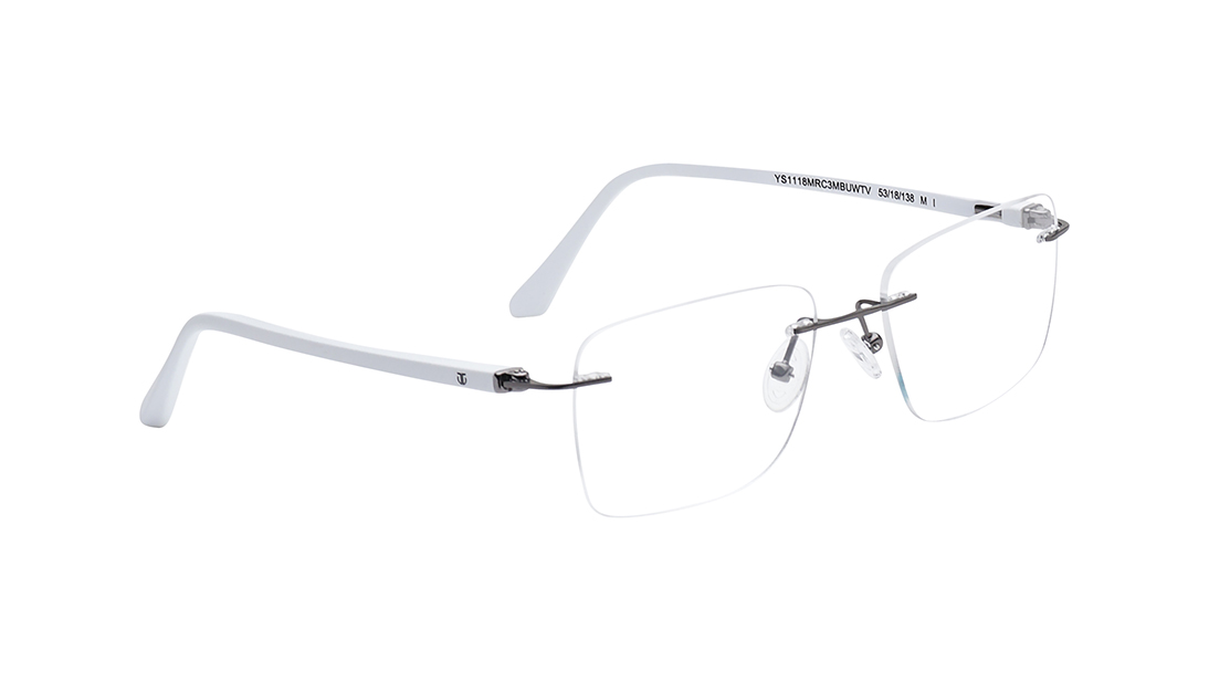 Grey Rectangle Rimless Eyeglasses for Men