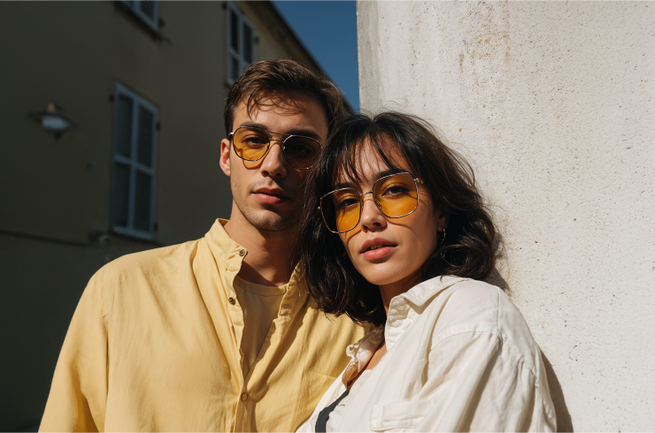 Model Wearing Glasses